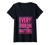 Womens Every Ribbon Matters Breast Cancer Awareness V-Neck T-Shirt