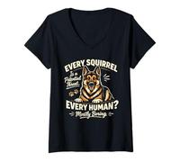 Women's Every Squirrel is A Potential Threat, Funny German Shepherd V-Neck T-Shirt