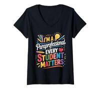 Womens Every Student Matters para Teacher Teaching Paraprofessional V-Neck T-Shirt