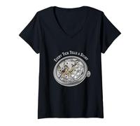 Womens Every Tick Tells A Story Pocket Watch Enthusiast Art V-Neck T-Shirt