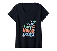 Women's Every Voice Counts Communication Awareness Design V-Neck T-Shirt