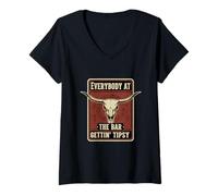 Womens Everybody at The Bar Gettin' Tipsy - Line Dancing Cowboy V-Neck T-Shirt