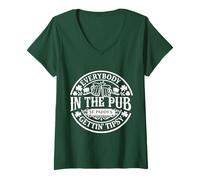 Women's Everybody in The Pub Getting Tipsy St Patricks Day Funny V-Neck T-Shirt