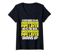 Women's Everybody is an Underground Pipe Layer V-Neck T-Shirt