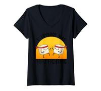 Womens Everybody was Tofu Fighting Funny Vegan Pun Colorful Gifts V-Neck T-Shirt