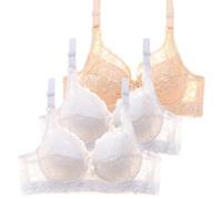 Women's Everyday Bras Multipack Womens Ladies Adjustable Straps Full Coverage Underwired Wired Ultra Thin Soft Breathable Floral Underwear Sheer Padded Comfortable Lift Up Plunge Bra