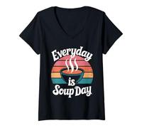 Women's Everyday is Soup Day Shirt Funny T Shirt for Soup Lovers V-Neck T-Shirt
