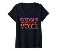 Women's Everyone Deserves A Voice Speech Therapist SLP Awareness V-Neck T-Shirt