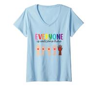 Women's Everyone is Welcome Here for Men Women Kids V-Neck T-Shirt