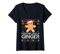 Womens Everyone Loves A Ginger Gingerbread Ugly Christmas Sweaters V-Neck T-Shirt