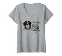 Women's Everyone Needs A Little Berner Therapy - Bernese Mountain V-Neck T-Shirt