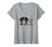 Women's Everyone Needs A Little Berner Therapy - Bernese Mountain V-Neck T-Shirt