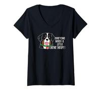 Women's Everyone Needs A Little Berner Therapy - Bernese Mountain V-Neck T-Shirt