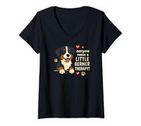 Women's Everyone Needs A Little Berner Therapy - Bernese Mountain V-Neck T-Shirt