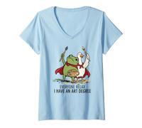 Women's Everyone Relax I Have an Art Degree Artists Teacher Painter V-Neck T-Shirt