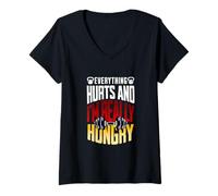 Women's Everything Hurts and I’m Really Hungry Funny Workout Gym Mot V-Neck T-Shirt