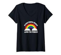 Womens Everything Hurts & Im Tired Ironic Existential Meme Lover V-Neck T-Shirt