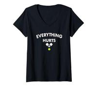 Womens Everything Hurts Pickleball - Funny Court Graphic V-Neck T-Shirt