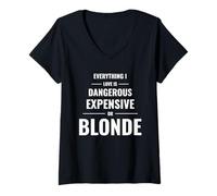 Women's Everything I Love is Dangerous Expensive Or Blonde V-Neck T-Shirt
