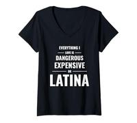 Women's Everything I Love is Dangerous Expensive Or Latina V-Neck T-Shirt