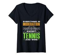 Womens Everything in Moderation Except Tennis Player V-Neck T-Shirt