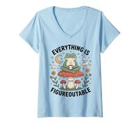 Women's Everything is Figureoutable - Zen Frog Design V-Neck T-Shirt