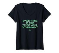 Women's Everything is Fine Sarcastic Political Humor Funny V-Neck T-Shirt