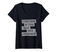 Women's Everything is Fine Trust the Government V-Neck T-Shirt