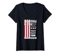 Women's Everything is Fine Trust Your Government Dystopian Political V-Neck T-Shirt