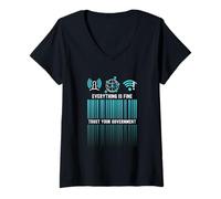 Women's Everything is Fine Trust Your Government Satire Digital Id V-Neck T-Shirt
