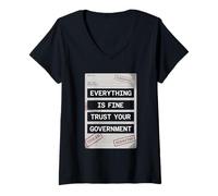 Women's Everything is Fine Trust Your Government Tshirt Political V-Neck T-Shirt