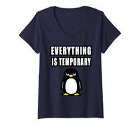 Women's Everything is Temporary Nihilist Penguin V-Neck T-Shirt