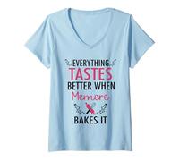 Womens Everything Tastes Better When Memere Bakes It V-Neck T-Shirt