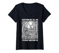 Women's Everything Will Kill You Bowhunting Deer Hunter V-Neck T-Shirt