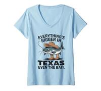 Women's Everything's Bigger in Texas Even The Bait Catfish Tee V-Neck T-Shirt