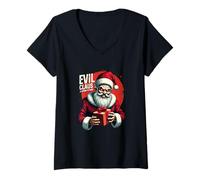 Womens Evil Claus is Coming to Town - Creepy Holiday Santa V-Neck T-Shirt