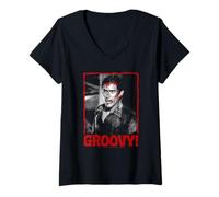 Womens Evil Dead 2 Ash Bloody Groovy Photo Retro Horror Movie V-Neck T-Shirt