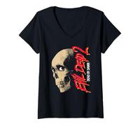 Womens Evil Dead 2 Dead by Dawn Skull Design Horror Movie V-Neck T-Shirt