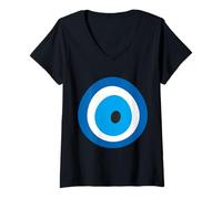 Womens Evil Eye Nazar Amulet Protection Good Luck V-Neck T-Shirt
