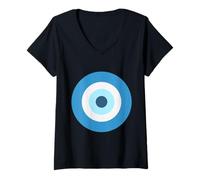 Womens Evil Eye Nazar Amulet Protection Good Luck V-Neck T-Shirt