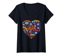 Womens Evil Eye Turkish Eye Peace Kindness Love Hope Diversity V-Neck T-Shirt