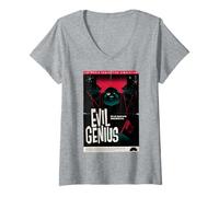 Womens Evil Genius Retro The World Domination Simulation Game V-Neck T-Shirt