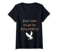 Womens Evil witch dont make me get my flying monkeys V-Neck T-Shirt