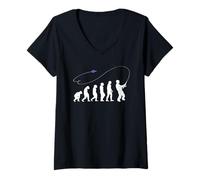 Womens Evolution Angler Shirt Fly Fishing Bait Cool Fisherman Gift V-Neck T-Shirt