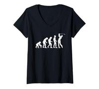 Womens Evolution from Human to Golfer Funny Swing Humor V-Neck T-Shirt