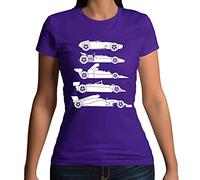 Womens Evolution of The Formula F Car 1 One T-Shirt Purple UK 12-14 (XL)