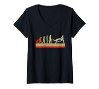 Womens Evolution Rugby Player Silhouette Rugby Coach Sport Football V-Neck T-Shirt