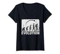 Womens Evolution to Archaeologist Archaeology Silhouette V-Neck T-Shirt