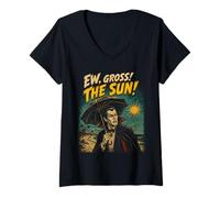 Women's Ew, Gross! The Sun! Vampire Beach Summer Goth Horror Fan V-Neck T-Shirt