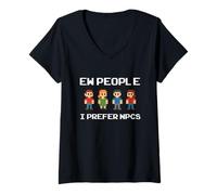 Womens Ew People I Prefer NPCs, Funny Gamer Introverts, Nerds, Geek V-Neck T-Shirt